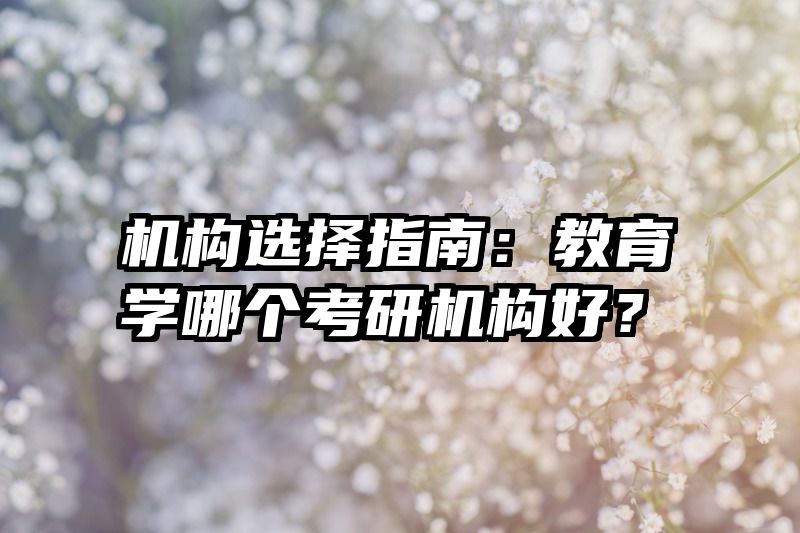 机构选择指南：教育学哪个考研机构好？