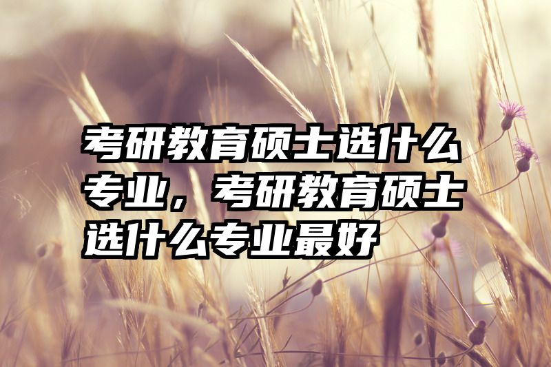 考研教育硕士选什么专业，考研教育硕士选什么专业最好