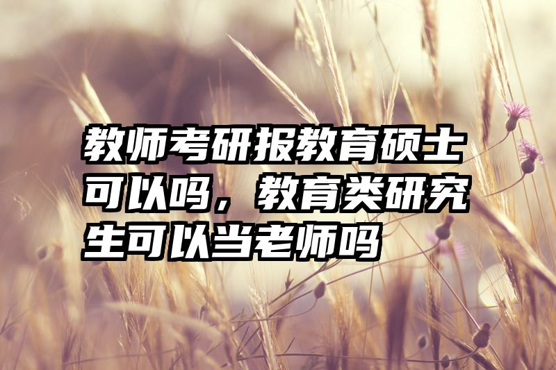 教师考研报教育硕士可以吗，教育类研究生可以当老师吗