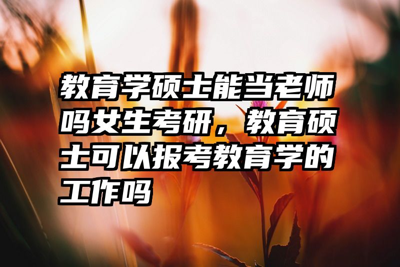 教育学硕士能当老师吗女生考研，教育硕士可以报考教育学的工作吗