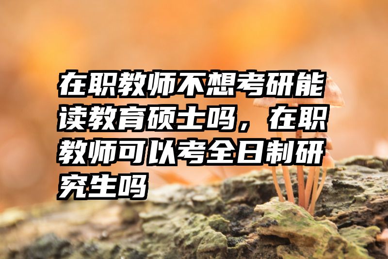 在职教师不想考研能读教育硕士吗，在职教师可以考全日制研究生吗